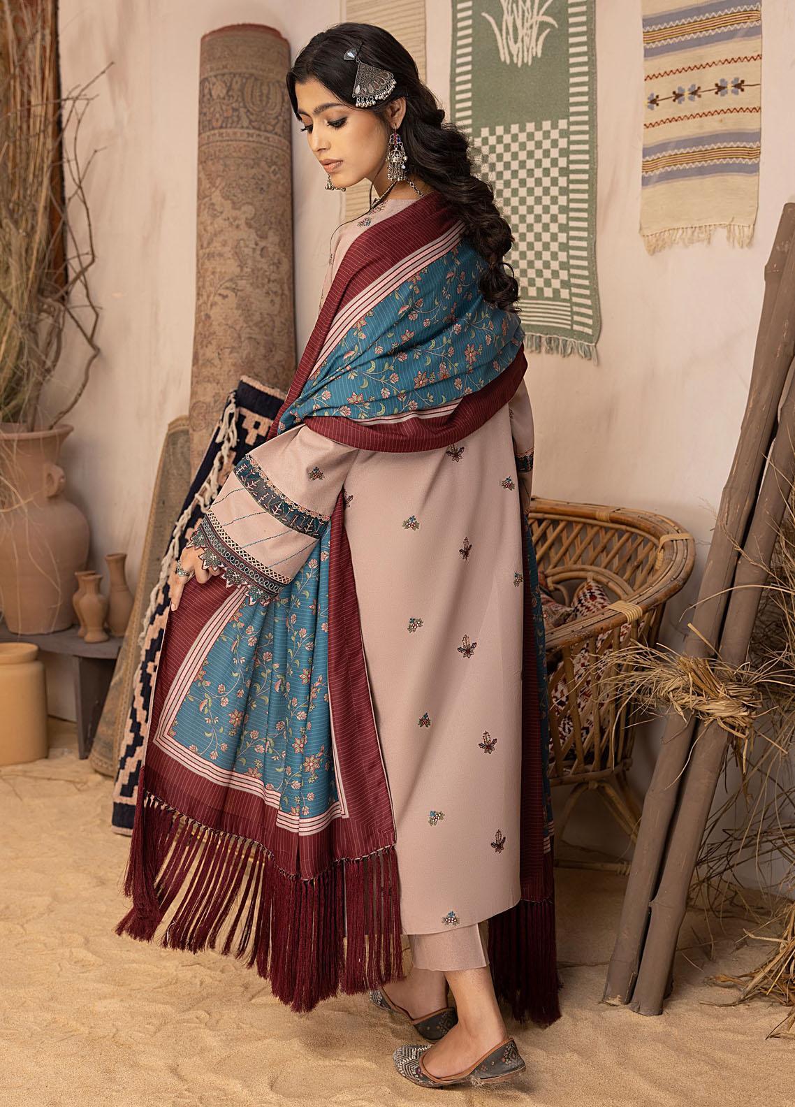 Bin ilyas - Winter 3PC Dhanak Embroidered Suit - kp3350