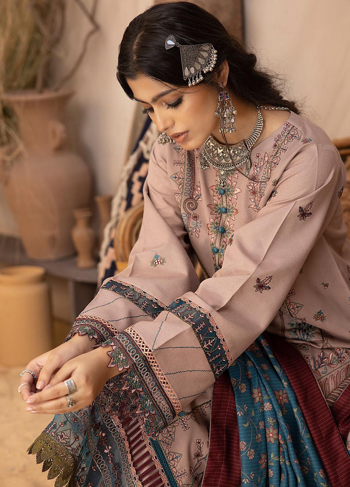 Bin ilyas - Winter 3PC Dhanak Embroidered Suit - kp3350