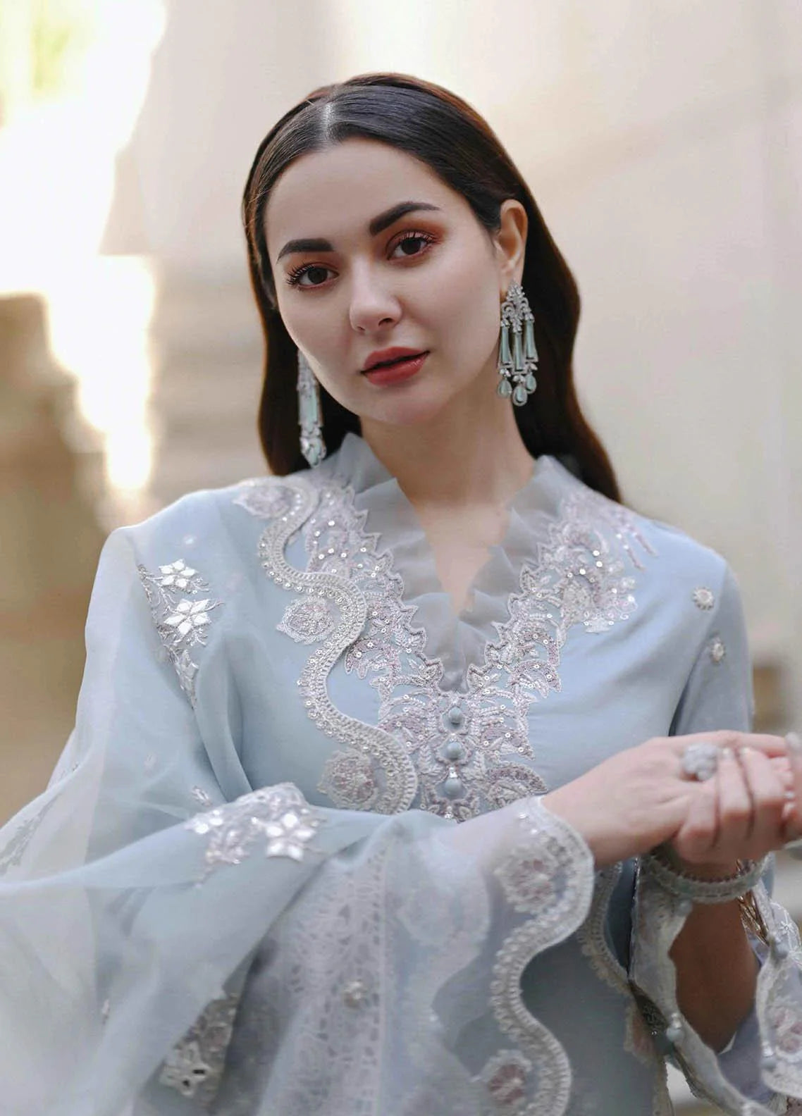 KP1037 - QALAMKAR 3PC Lawn Embroidered Suit