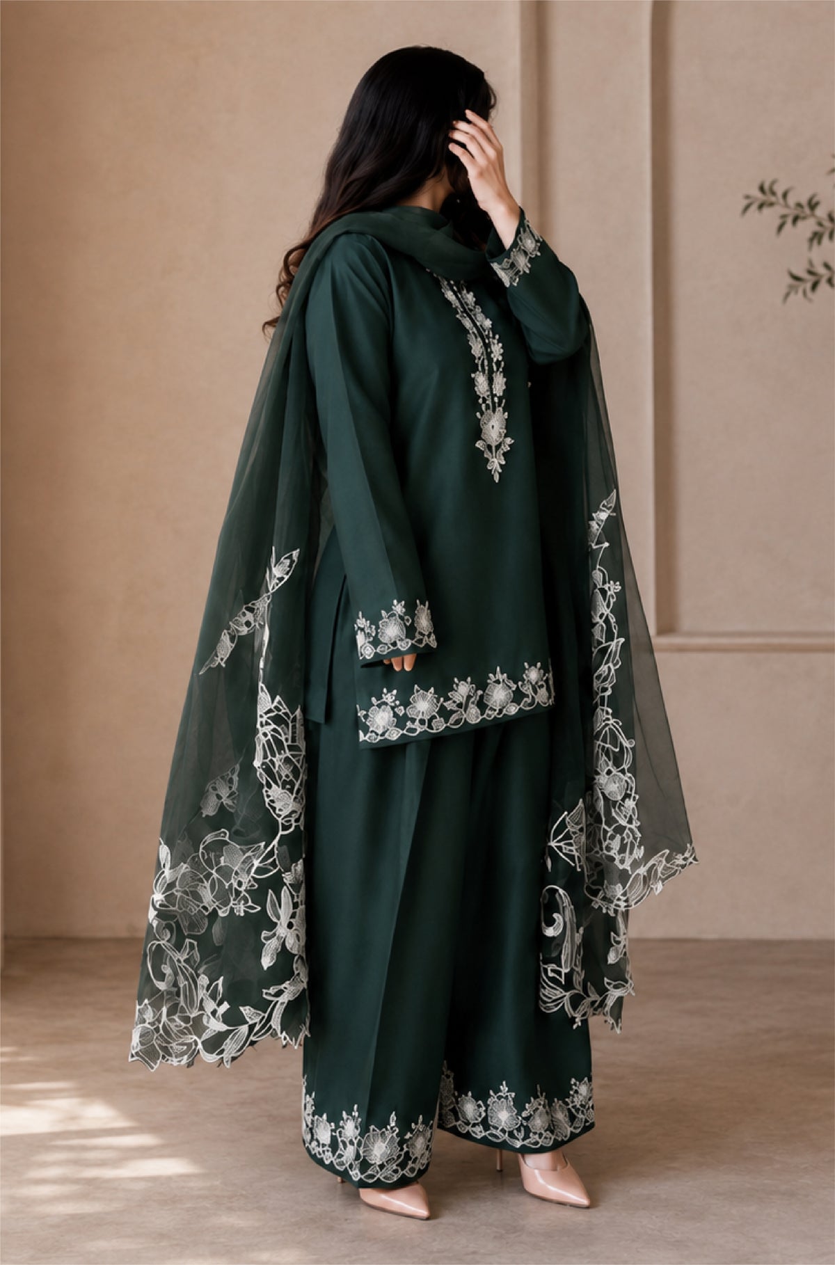 Embroidered 3 Piece Unstitched  Lawn Suit- kp1257